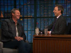 Watch Blake Shelton Dish About Gwen Stefani, Bette Midler, Miley Cyrus & Perform on “Late Night With Seth Meyers”